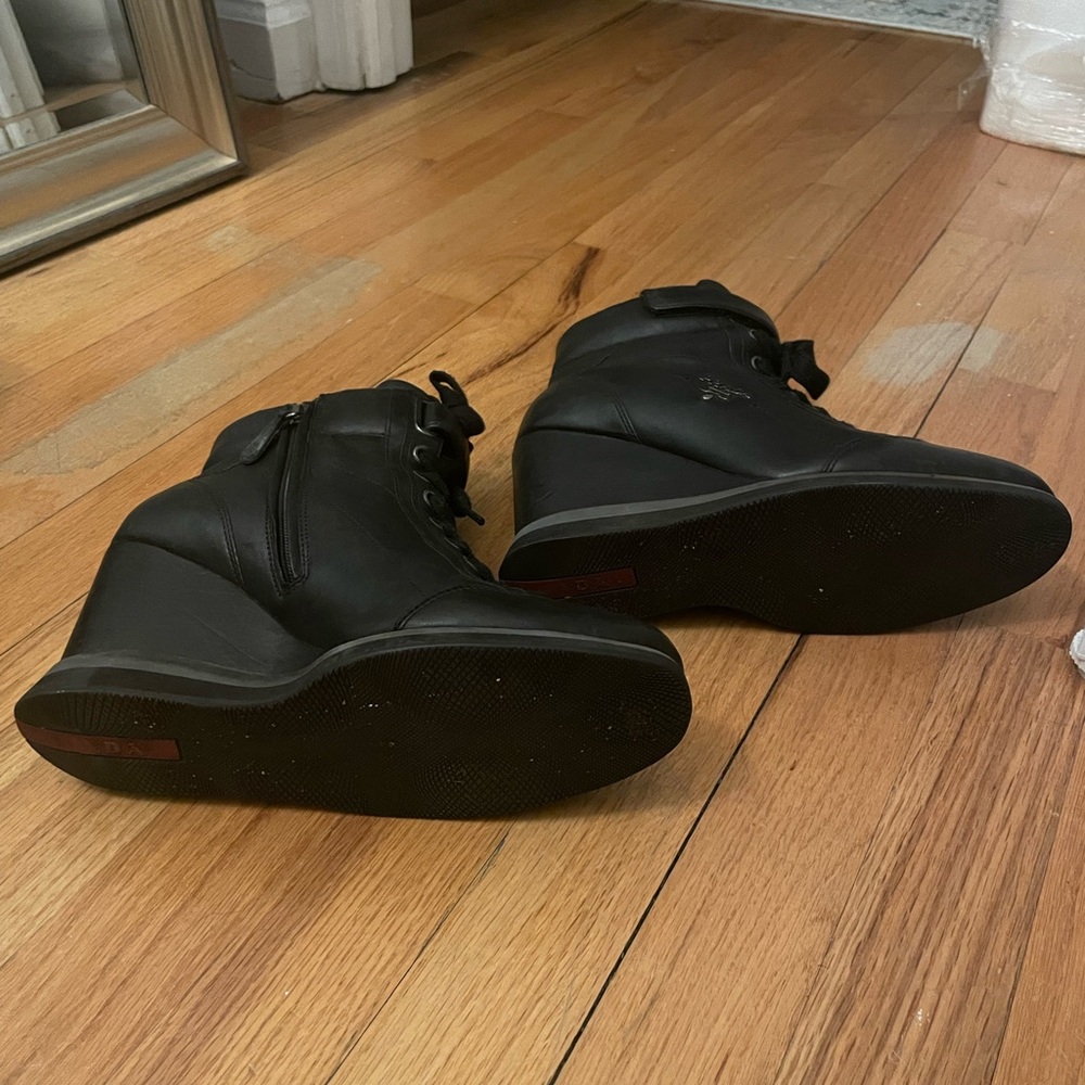 Prada Nappa Aviator Wedged Booties - Picture 4 of 6